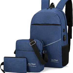 Men Backpack Three Piece Solid Color 14 Inch Laptop Backpack