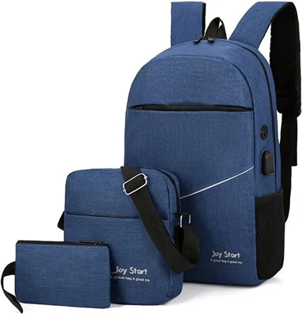 Men Backpack Three Piece Solid Color 14 Inch Laptop Backpack