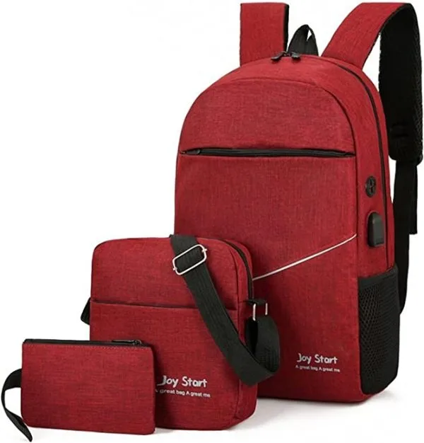Men Backpack Three Piece Solid Color 14 Inch Laptop Backpack - Image 3