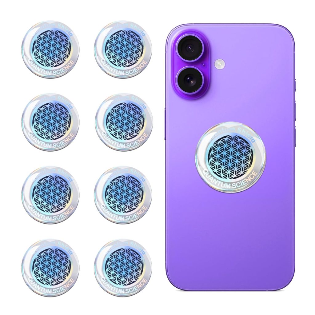 8 Pieces of Cell Phone Protection Neutralizers Stickers, Blockers Equipment Stickers for All Phones Tablets Laptops Computer WiFi All Devices Flower of Life-Silvery