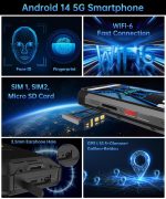 8849 Tank 4 Pro Rugged Smartphone 5G, IP68 Waterproof Android 14 Mobile Cell Phones Unlocked with Projector, 32GB+512GB, 6.73’’ AMOLED Screen, 11600mAh(120W)/1200LM Camping...