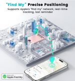 MagSafe Wallet with Full Find My Slim RFID-Blocking Vegan Leather Phone Wallet Portable Dual-Pocket 5 Cards Holder Strong Magnetic for iPhone 12–16 Series Not for 13/12 Mini (Pink)