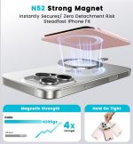 MagSafe Wallet with Full Find My Slim RFID-Blocking Vegan Leather Phone Wallet Portable Dual-Pocket 5 Cards Holder Strong Magnetic for iPhone 12–16 Series Not for 13/12 Mini (Pink)