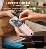 MagSafe Wallet with Full Find My Slim RFID-Blocking Vegan Leather Phone Wallet Portable Dual-Pocket 5 Cards Holder Strong Magnetic for iPhone 12–16 Series Not for 13/12 Mini (Pink)