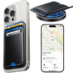 MagSafe Wallet with Full Find My Slim RFID-Blocking Vegan Leather Phone Wallet Portable Dual-Pocket 5 Cards Holder Strong Magnetic for iPhone 12–16 Series Not for 13/12 Mini (Pink)