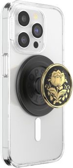 PopSockets Phone Grip for MagSafe with Kickstand, Magnetic Stand, Swappable Top, Secure Hold for iPhone MagSafe Cases, Phone & Tablet Grip - Enamel Rose Noir