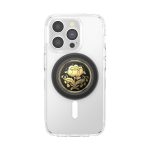 PopSockets Phone Grip for MagSafe with Kickstand, Magnetic Stand, Swappable Top, Secure Hold for iPhone MagSafe Cases, Phone & Tablet Grip - Enamel Rose Noir