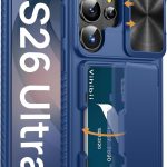 Vihibii for Samsung Galaxy S26 Ultra Case with Card Holder (4 Cards) [RFID Blocking] & Slide Camera Cover, Military Grade Drop Protection, Wallet Phone Cover for Samsung Galaxy...