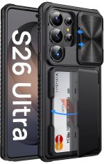 Vihibii for Samsung Galaxy S26 Ultra Case with Card Holder (4 Cards) RFID Blocking & Slide Camera Cover, Military Grade Drop Protection, Wallet Phone Case for Samsung Galaxy S26...