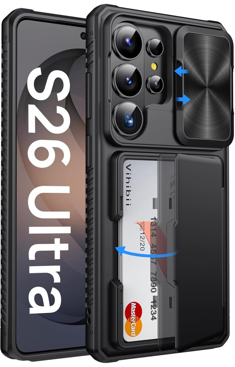 Vihibii for Samsung Galaxy S26 Ultra Case with Card Holder (4 Cards) RFID Blocking & Slide Camera Cover, Military Grade Drop Protection, Wallet Phone Case for Samsung Galaxy S26...